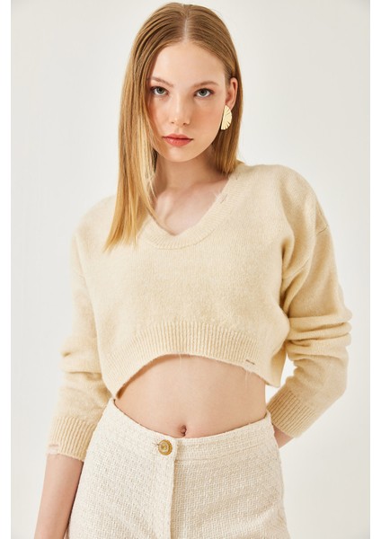 Kadın Crop Triko Kazak fırsatları