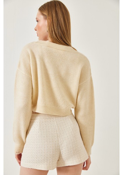 Kadın Crop Triko Kazak indirimleri