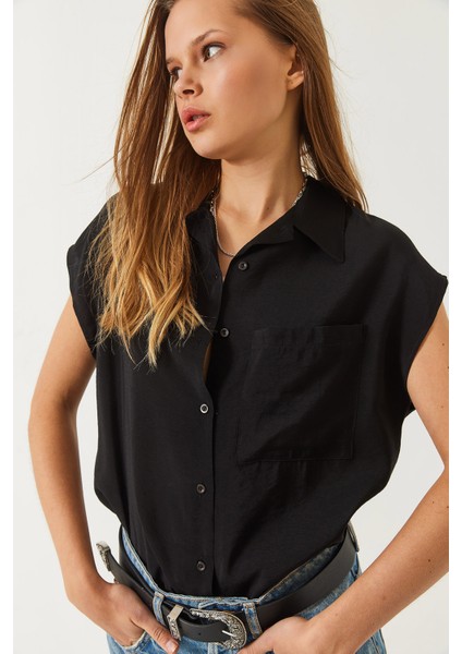 Kadın Kısa Kollu Tek Cepli Ayrobin Basic Gömlek fiyatları