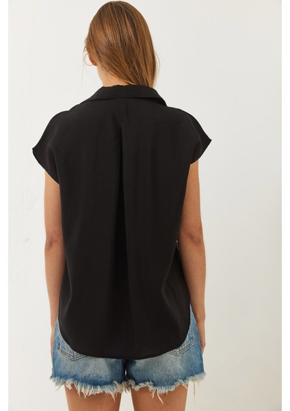 Kadın Kısa Kollu Tek Cepli Ayrobin Basic Gömlek fırsatları