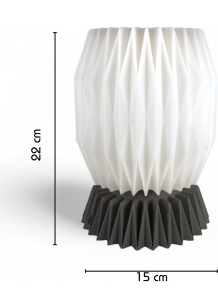 Vela El Yapımı Masa Lambası - Prizmatik Tasarımlı Beyaz Şapka & Reçine Taban