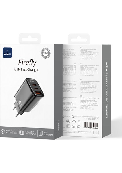 WI-G010 Firefly Serisi Gan Tech Pd Hızlı Şarj Özellikli Şarj Başlığı 30W Siyah fırsatları