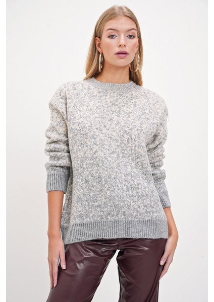 Melanj Desenli Bisiklet Yaka Triko Kazak fiyatları