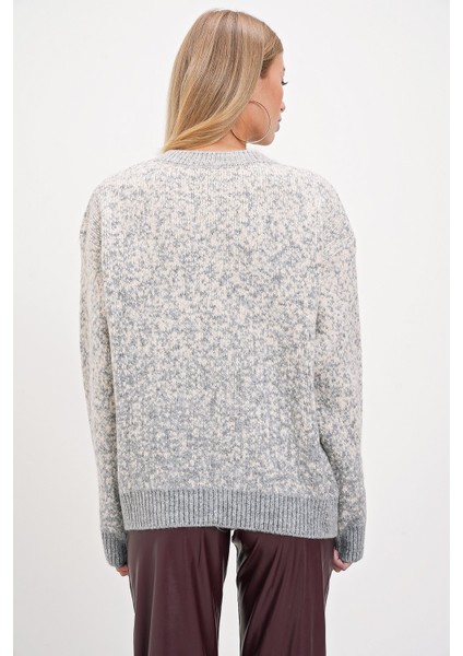 Melanj Desenli Bisiklet Yaka Triko Kazak fırsatları