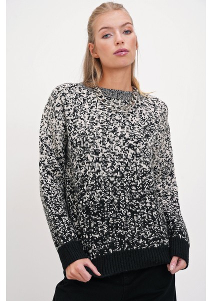 Melanj Desenli Bisiklet Yaka Triko Kazak modelleri