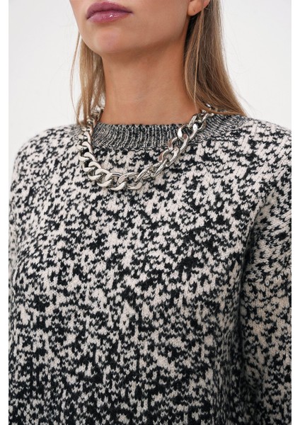 Melanj Desenli Bisiklet Yaka Triko Kazak fırsatları