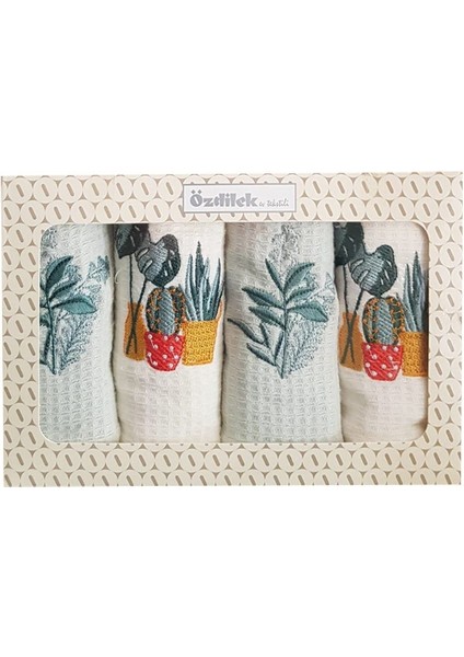 4'lü Kurulama Havlusu, Mutfak, 40X60 Cm, Beyaz, Yumuşak ve Hızlı Kuruyan