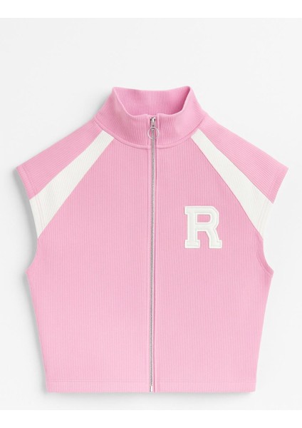 Raglan Kollu R Nakışlı Fermuarlı Crop Bluz fiyatları