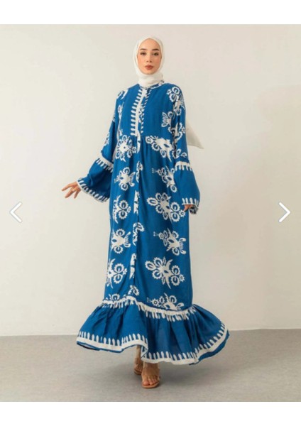 Etnik Desenli Düğmeli Elbise modelleri