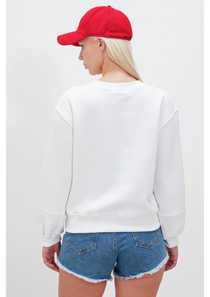 Üç Iplik Kol Dikiş Detay Sweat fırsatları