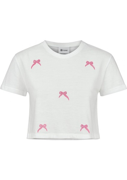 Fiyonk Nakış Crop T-Shirt modelleri