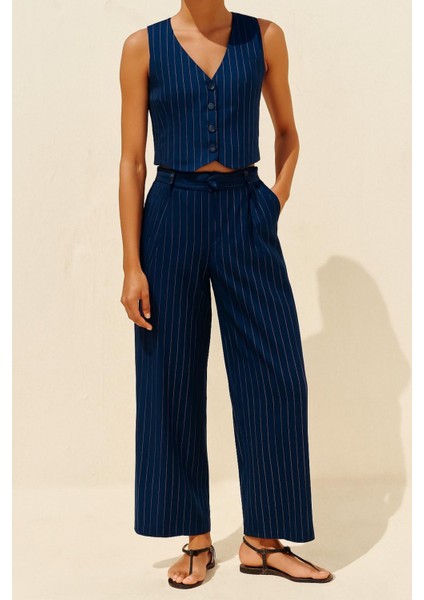 Çizgili Yelekli Jakar Krep Takım fiyatları