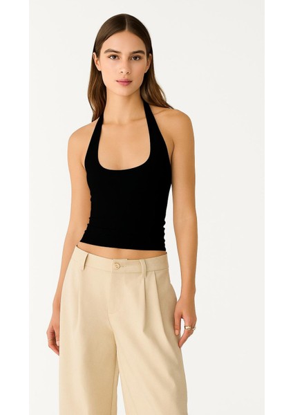 Halter Yaka Crop Top Body