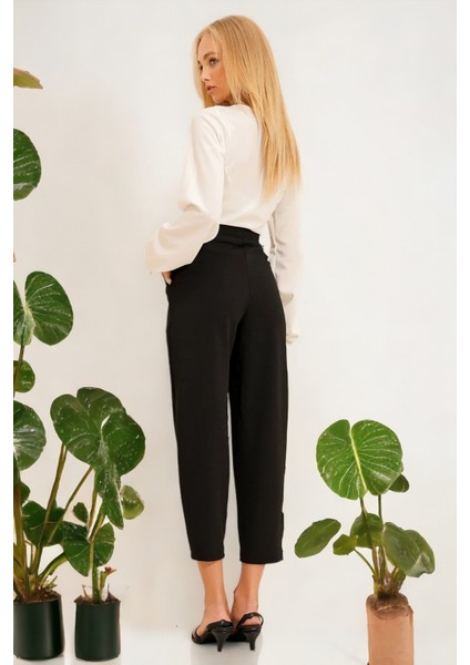 Yüksek Bel Pileli Havuç Kesim Pantolon fırsatları