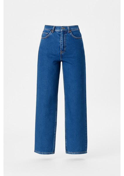 Yüksek Bel Geniş Paça Jean Pantolon