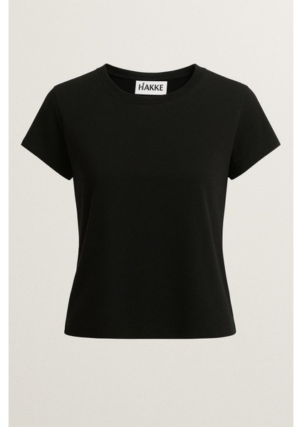 Bisiklet Yaka Kısa Kol Crop T-Shırt fırsatları