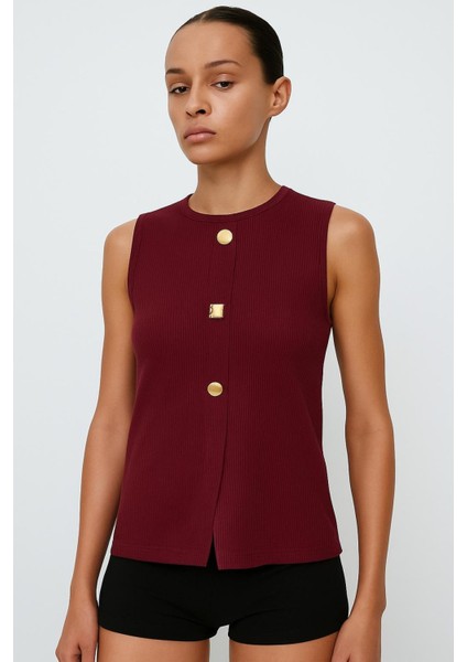 Bisiklet Yaka Düğme Detaylı Dokuma Bluz fiyatları