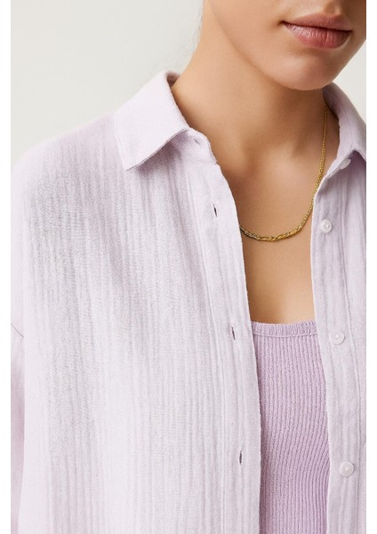 Oversize Basic Düğmeli Müslin Gömlek fiyatları