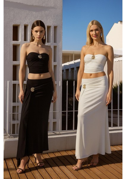 Aksesuar Detaylı Straplez Bluz modelleri