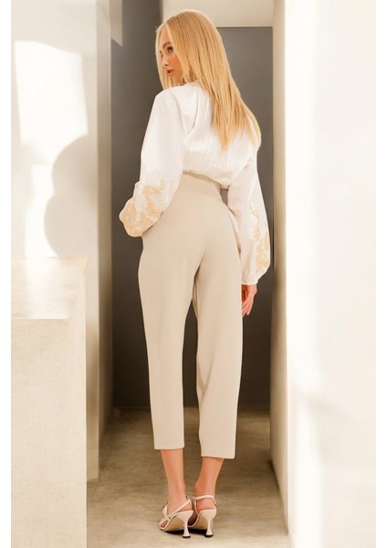 Yüksek Bel Pileli Havuç Kesim Pantolon fırsatları