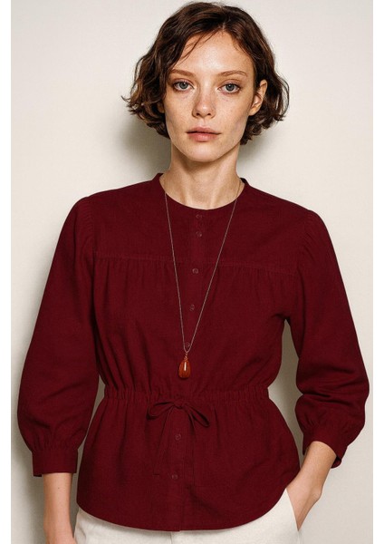 Kol Ucu Nervür Detay Bağlamalı Gömlek