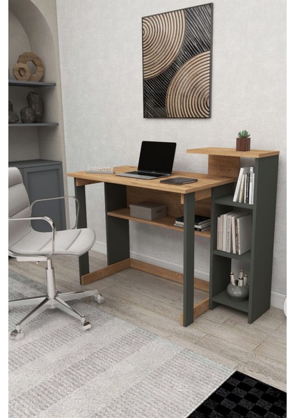 Çok Raflı Çok Amaçlı Çalışma ve Yemek Masası, Kahverengi