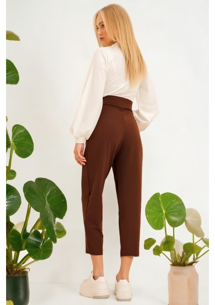 Yüksek Bel Pileli Havuç Kesim Pantolon fırsatları