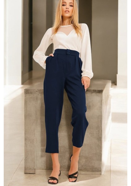 Yüksek Bel Pileli Havuç Kesim Pantolon fiyatları