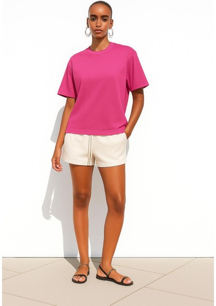 Bisiklet Yaka Oversize Pamuklu T-Shirt fiyatları