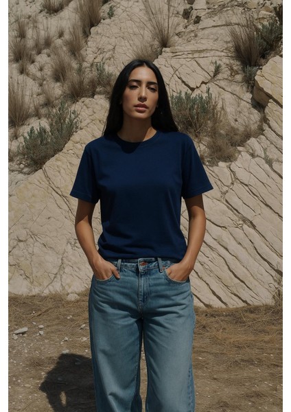 Bisiklet Yaka Oversize Pamuklu T-Shirt