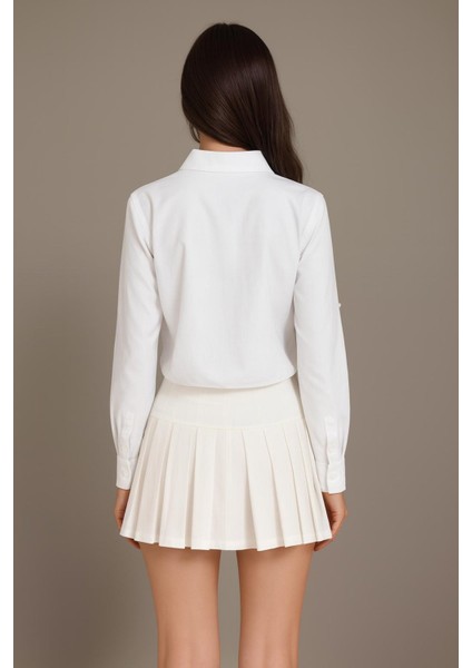 Terry Cotton Fiyonk Detay Crop Gömlek fiyatları