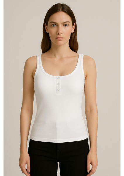 Düğme Detaylı Ribana Crop Atlet fiyatları