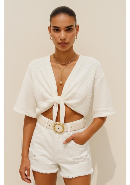 Bubble Bağlamalı Yarasa Kol Hırka