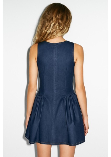 Flare Fermuar Detaylı Denim Mini Elbise modelleri