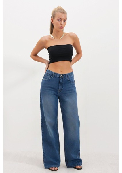 Vintage Yıkamalı Düz Paça Jean Pantolon