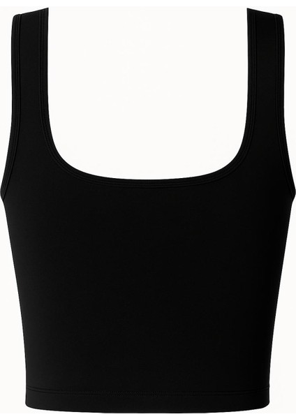 Kare Yaka Ribanalı Askılı Crop Atlet