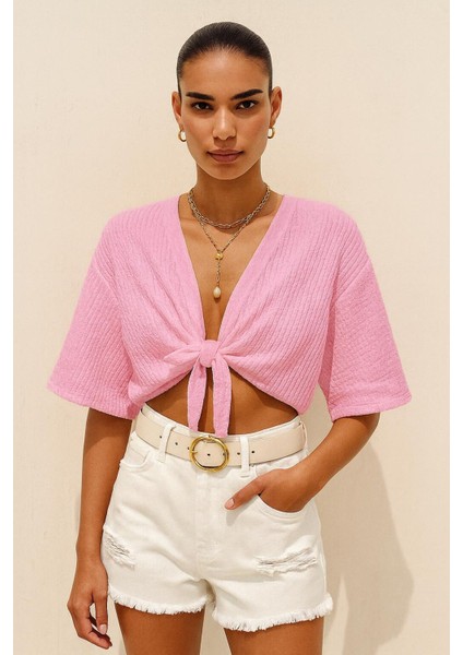 Bubble Bağlamalı Yarasa Kol Hırka