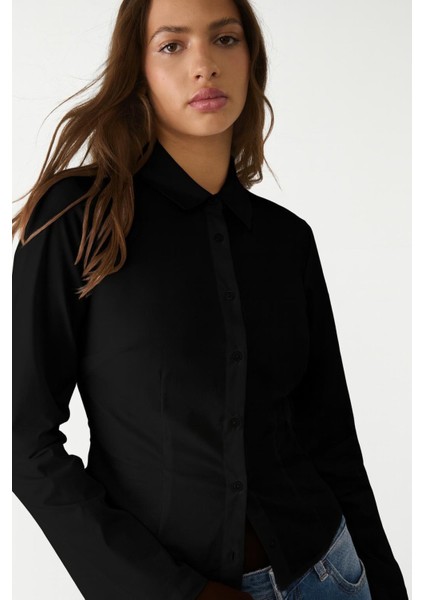 Vücuda Oturan Basic Crop Gömlek fiyatları