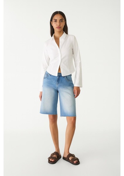 Vücuda Oturan Basic Crop Gömlek modelleri