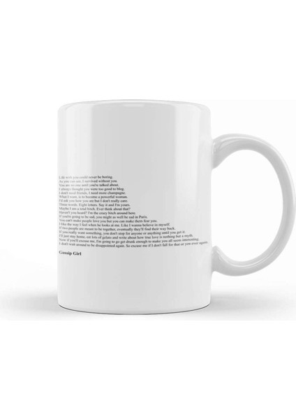 Ilgi Çekici Sözlü Beyaz Porselen Kupa Bardak, Şık ve Kullanışlı Tasarım