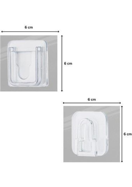 Şeffaf Çift Taraflı Yapışkanlı Geçmeli Eşya Sabitleme Askısı 10 Çift indirimleri