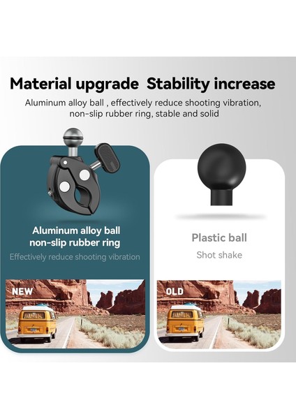 Telesın Motosiklet Gidonu Bisiklet Montaj Kelepçeleri Için Gopro Hero 13 12 11 10 9 Djı Osmo Action 5 Pro 4 3 INSTA360,360° Çift Top Başlı Kelepçe Tutucu 1/4-20 mm Kamera ve Telefon Için Adaptör fırsatları