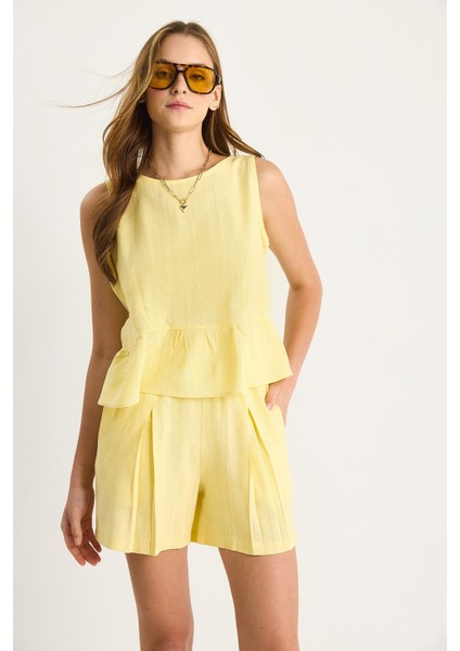 Kadın Keten Bluz Şort Takım modelleri