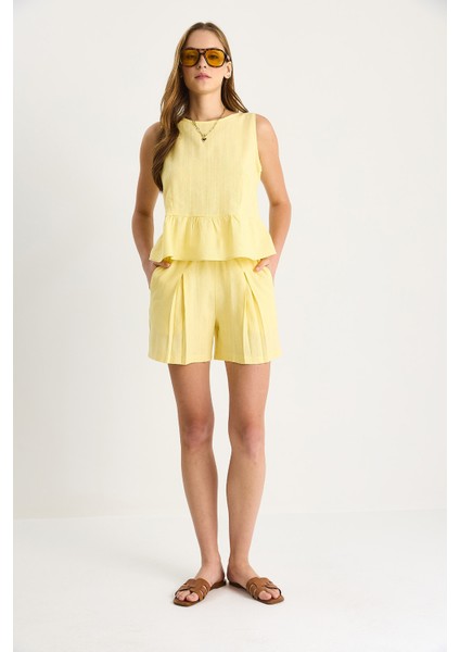 Kadın Keten Bluz Şort Takım fırsatları