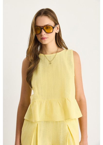 Kadın Keten Bluz Şort Takım