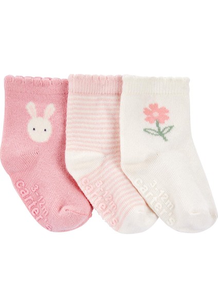 Kız Bebek Desenli 3lü Çorap