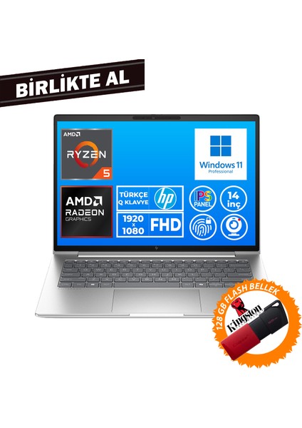 Elitebook 645 G9 Ryzen 5 Pro 5675U 16GB 512GB SSD 14" Fhd W11P + 128 GB Flash Disk 5Y3J0EA 020