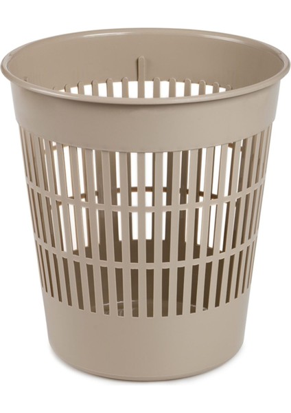 Şık Bej Yuvarlak Çöp Sepeti 8,5 Lt - Modern Tasarım