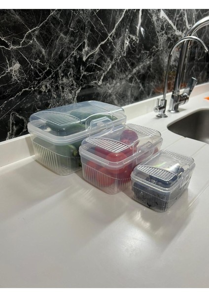 Dikdörtgen Kilitli Saklama Kabı Seti, 3'lü, Farklı Boyutlarda, Dayanıklı ve Şık Tasarım fiyatları