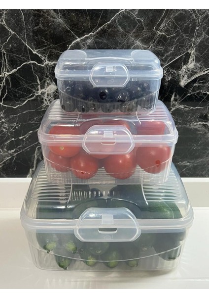 Dikdörtgen Kilitli Saklama Kabı Seti, 3'lü, Farklı Boyutlarda, Dayanıklı ve Şık Tasarım modelleri